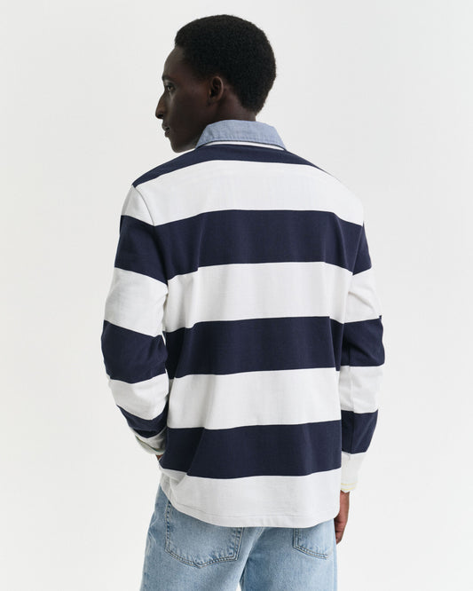 Polo rayé épais à col chambray