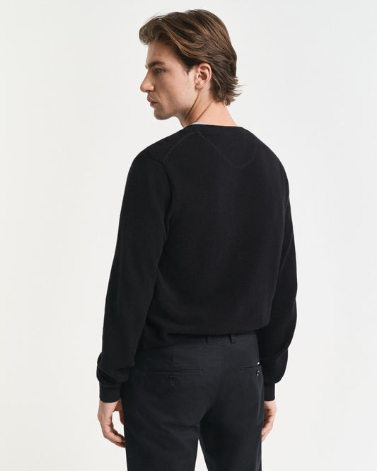 Pull en piqué de coton à col rond