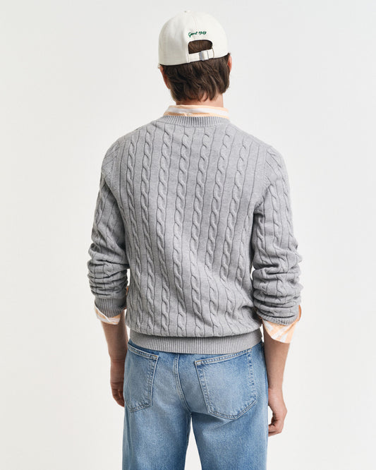 Pull ras du cou en maille torsadée de coton