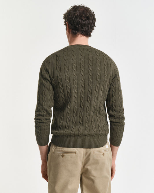 Pull ras-du-cou en maille torsadée de coton
