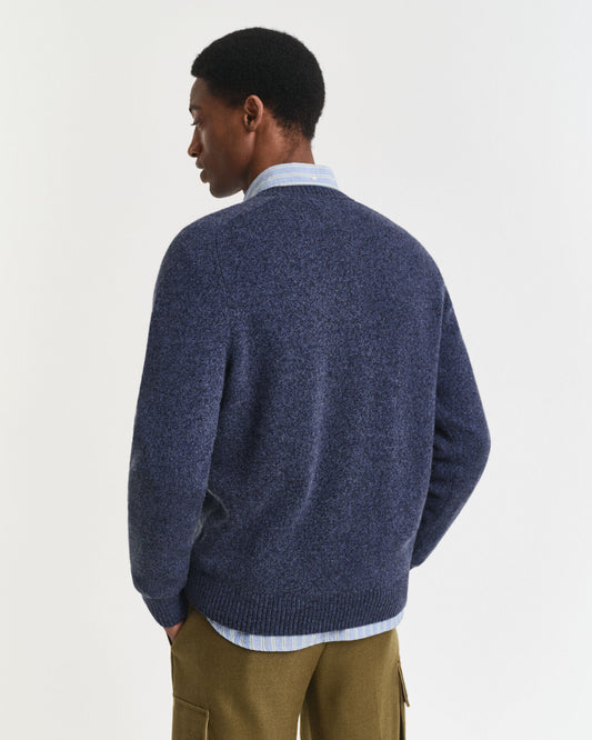 Pull col rond en laine mélangée moulinée