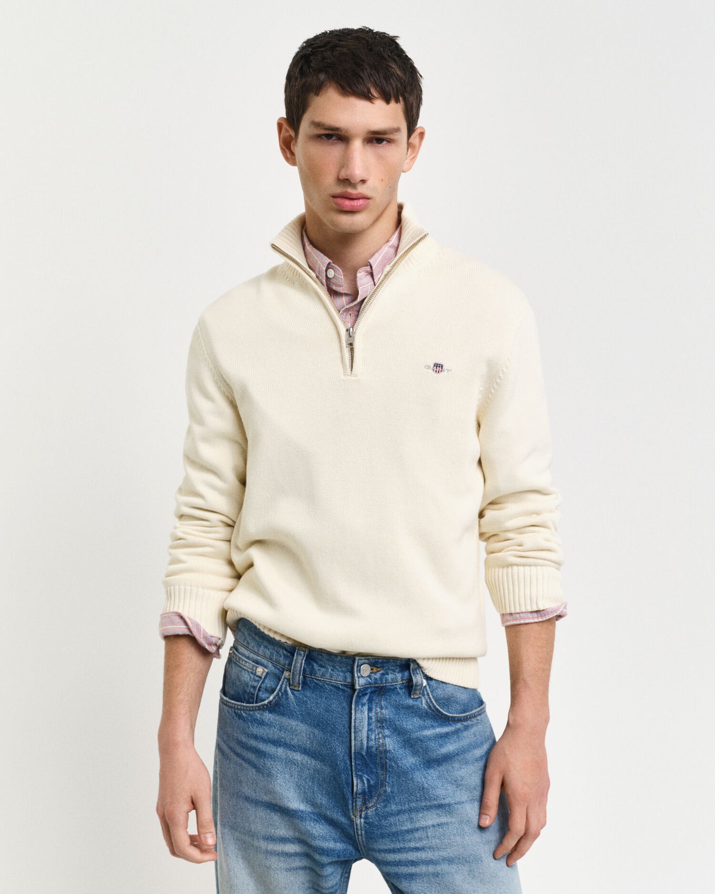 Pull décontracté en coton demi-zippé