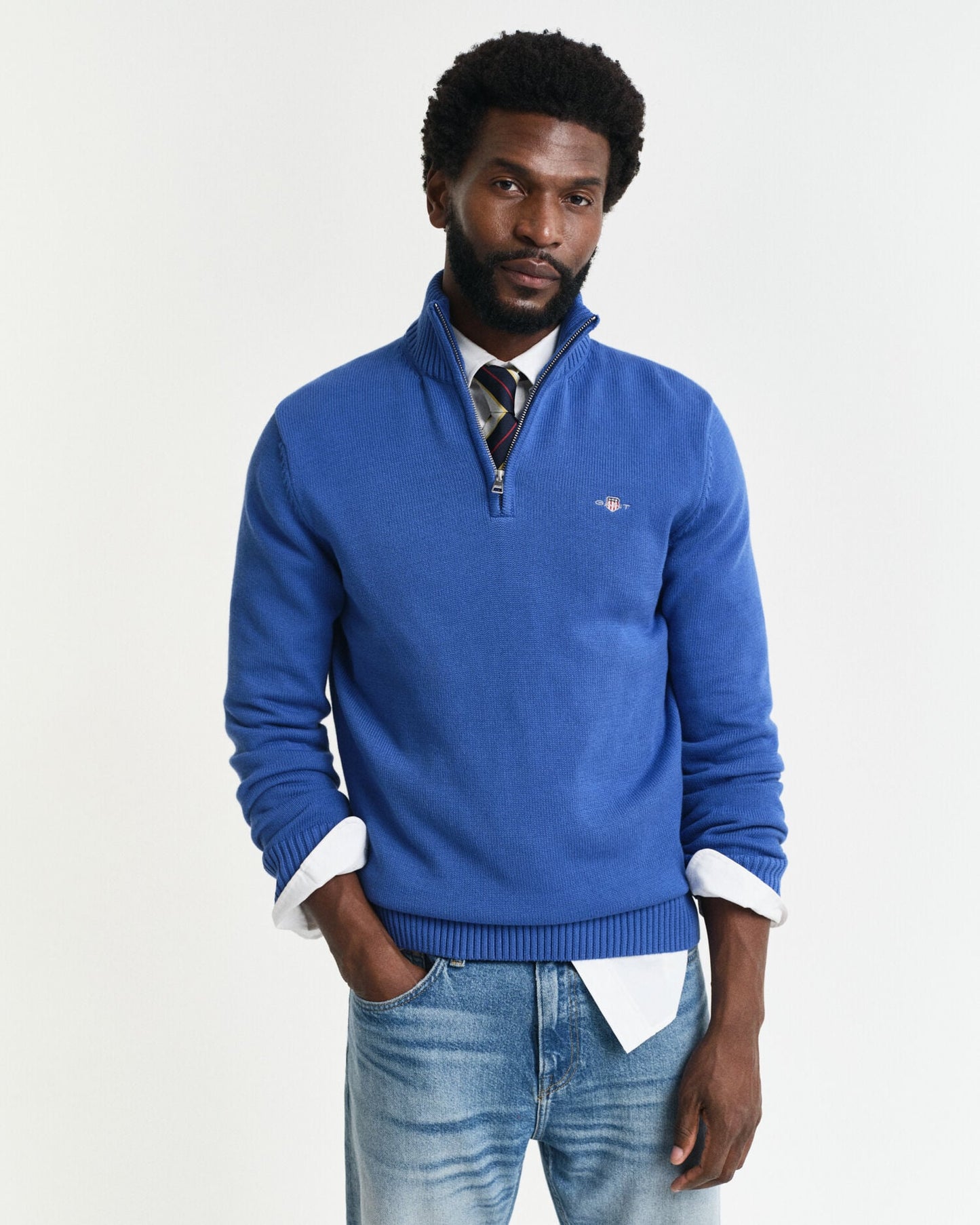 Pull en coton décontracté avec demi-zip