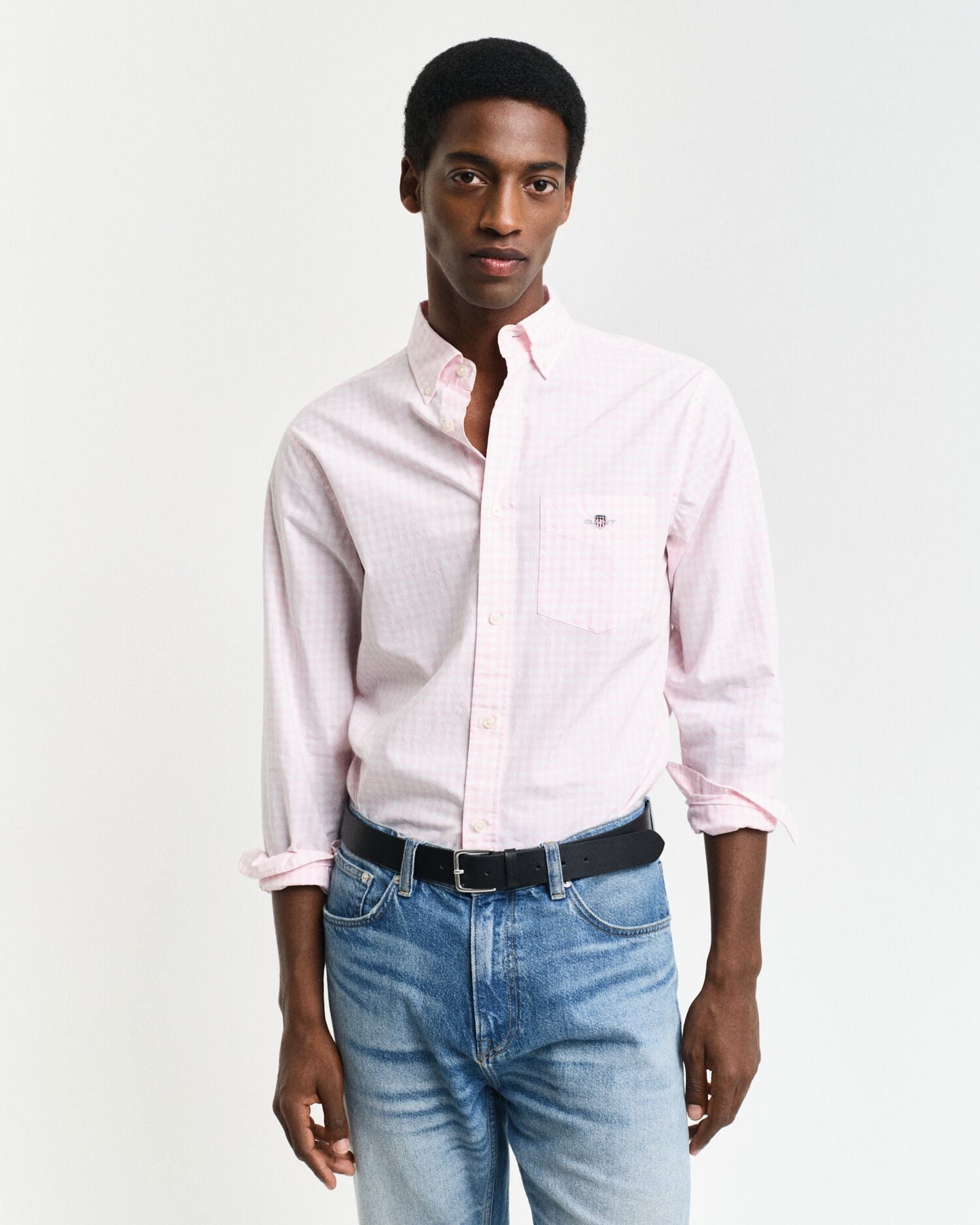 Chemise classique en popeline de vichy coupe droite