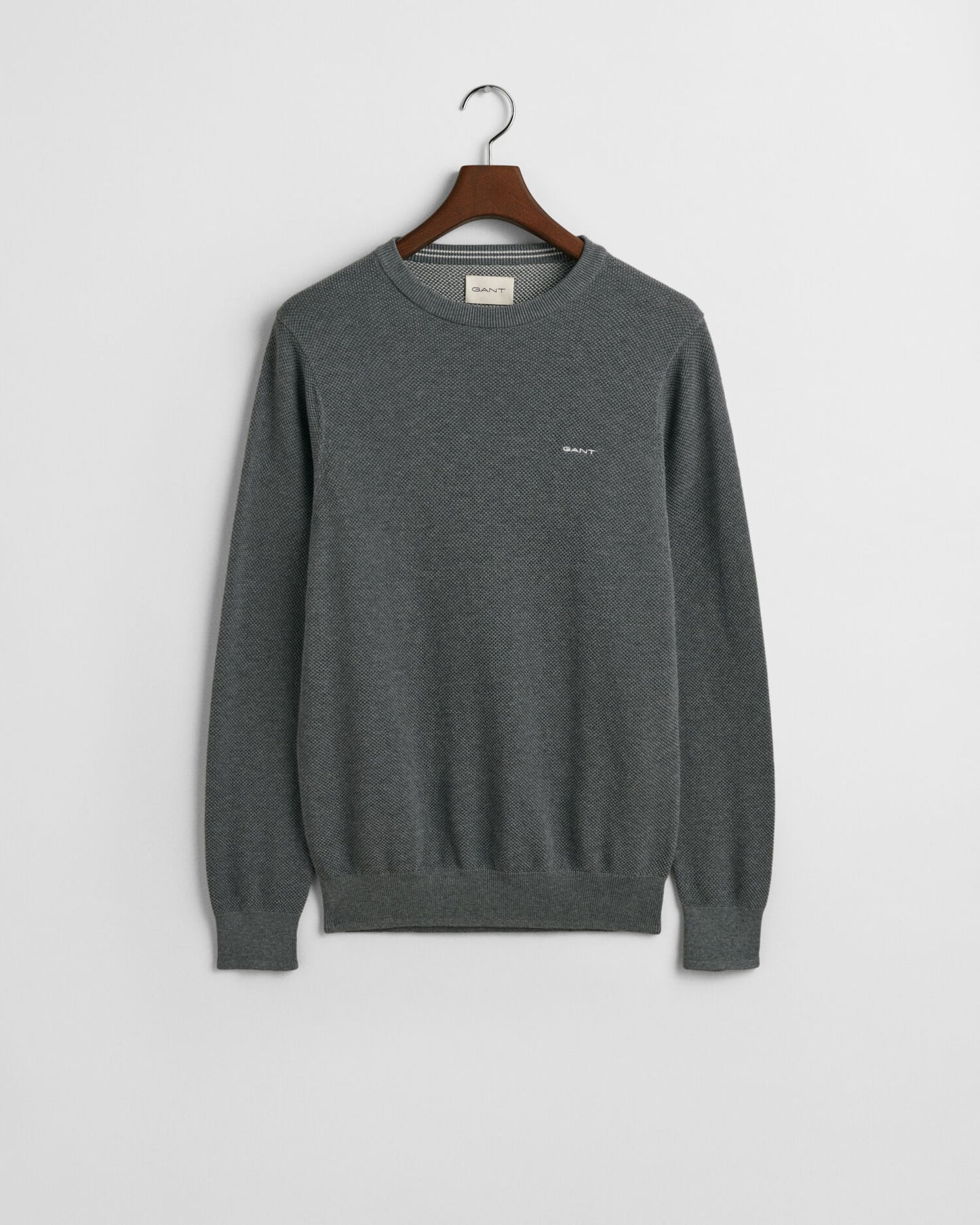 Baumwoll-Pikee-Pullover mit Rundhalsausschnitt