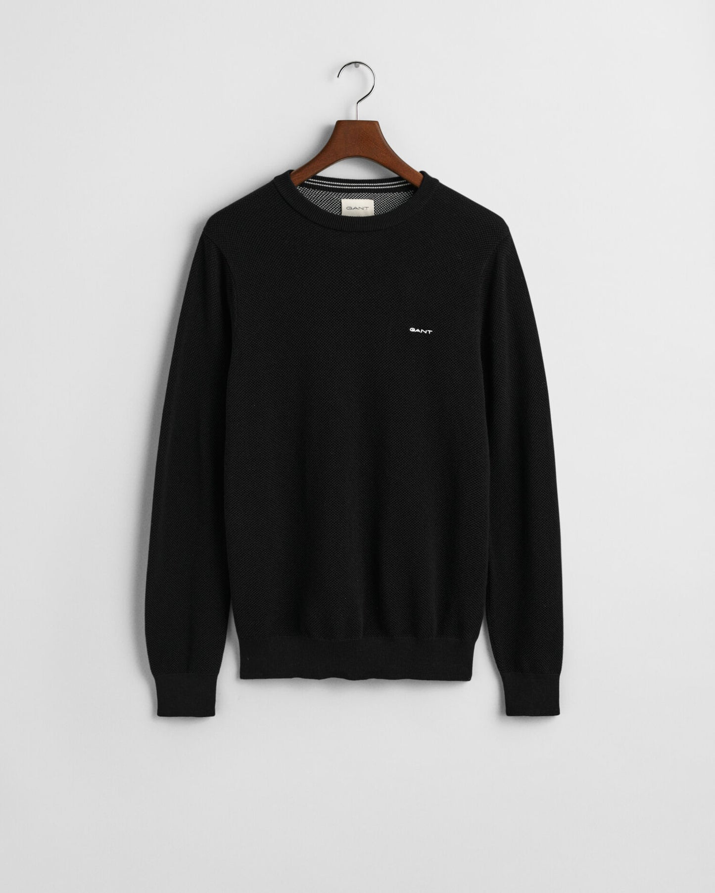 Pull en piqué de coton à col rond