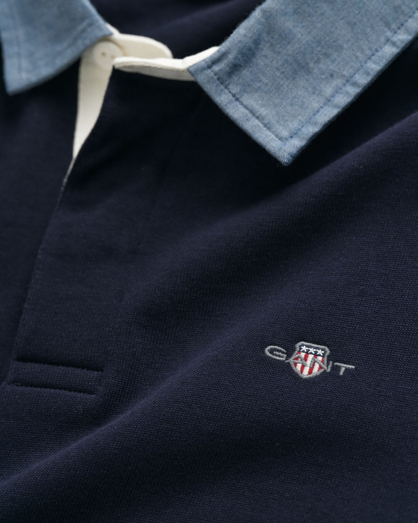 Rugger lourd à col chambray