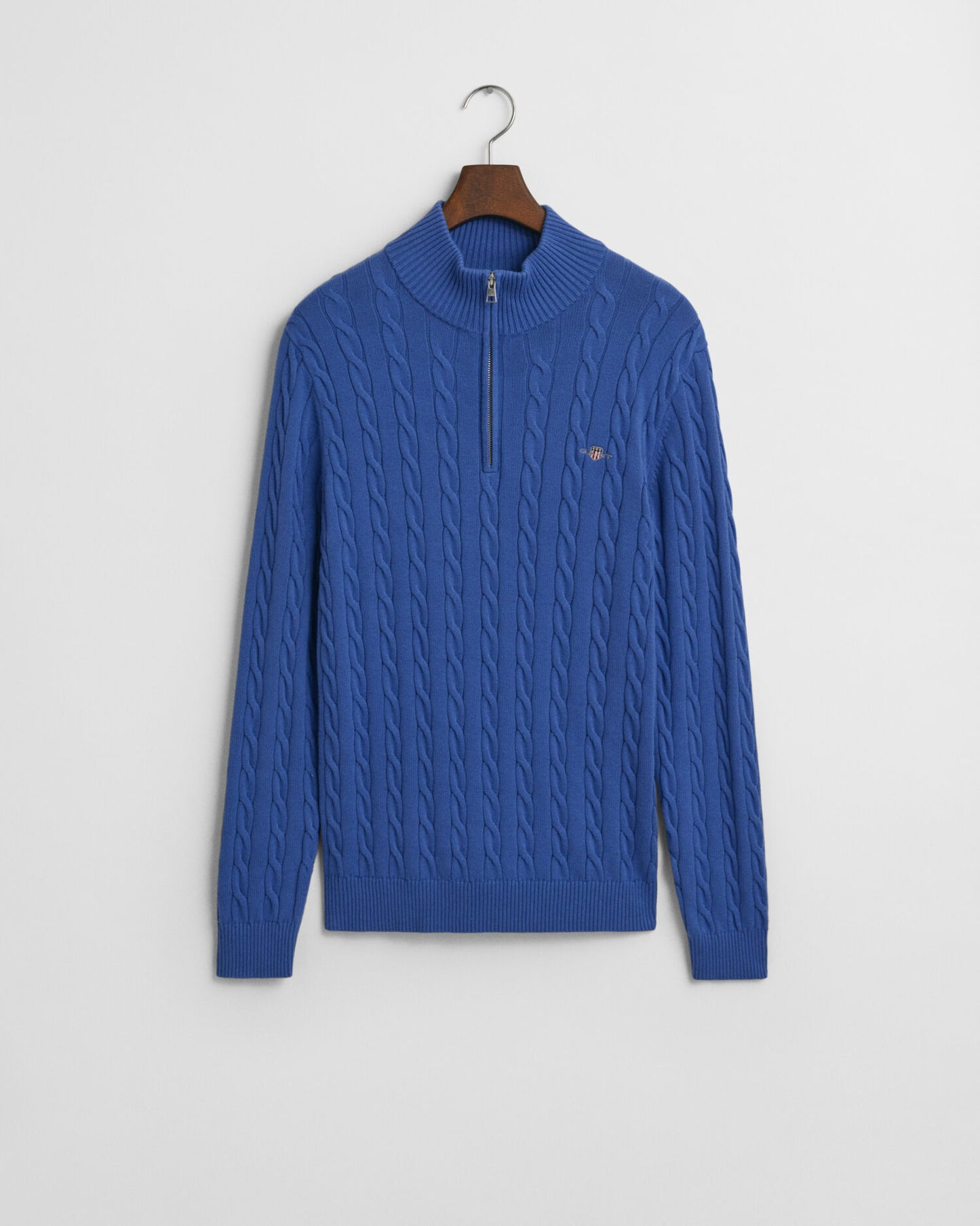 Chandail en tricot torsadé demi-zip en coton