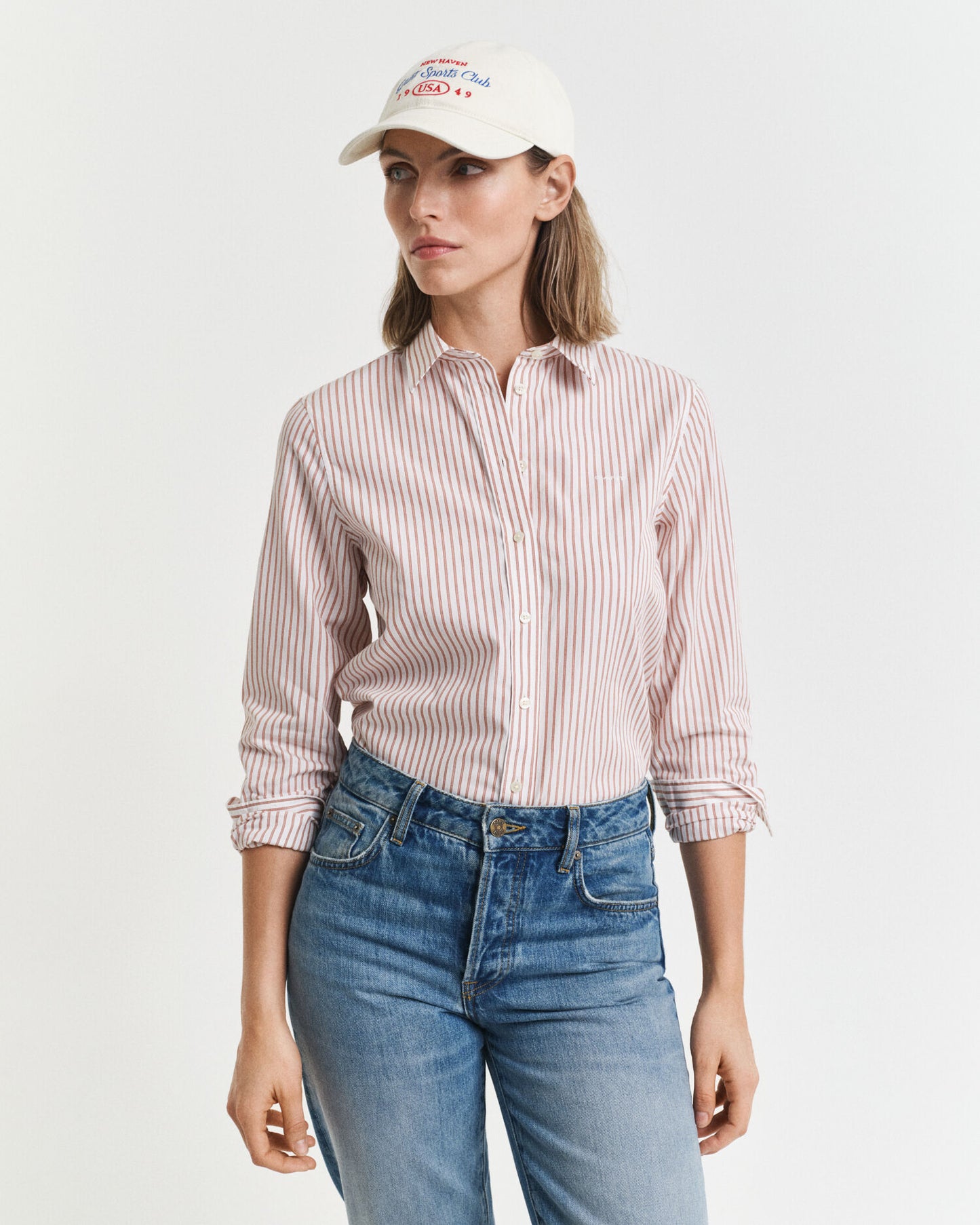 Chemise classique à rayures en popeline coupe droite