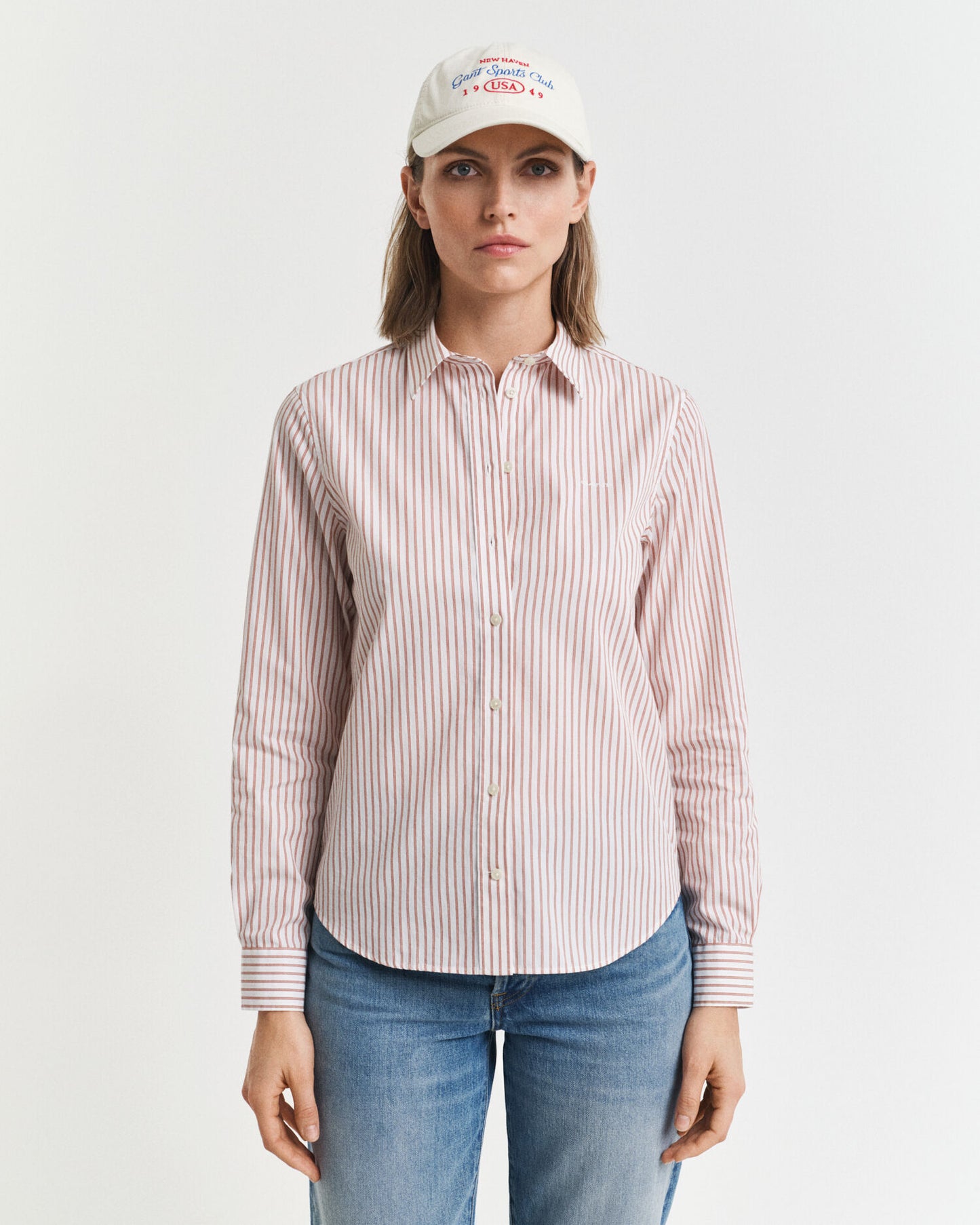 Chemise classique à rayures en popeline coupe droite