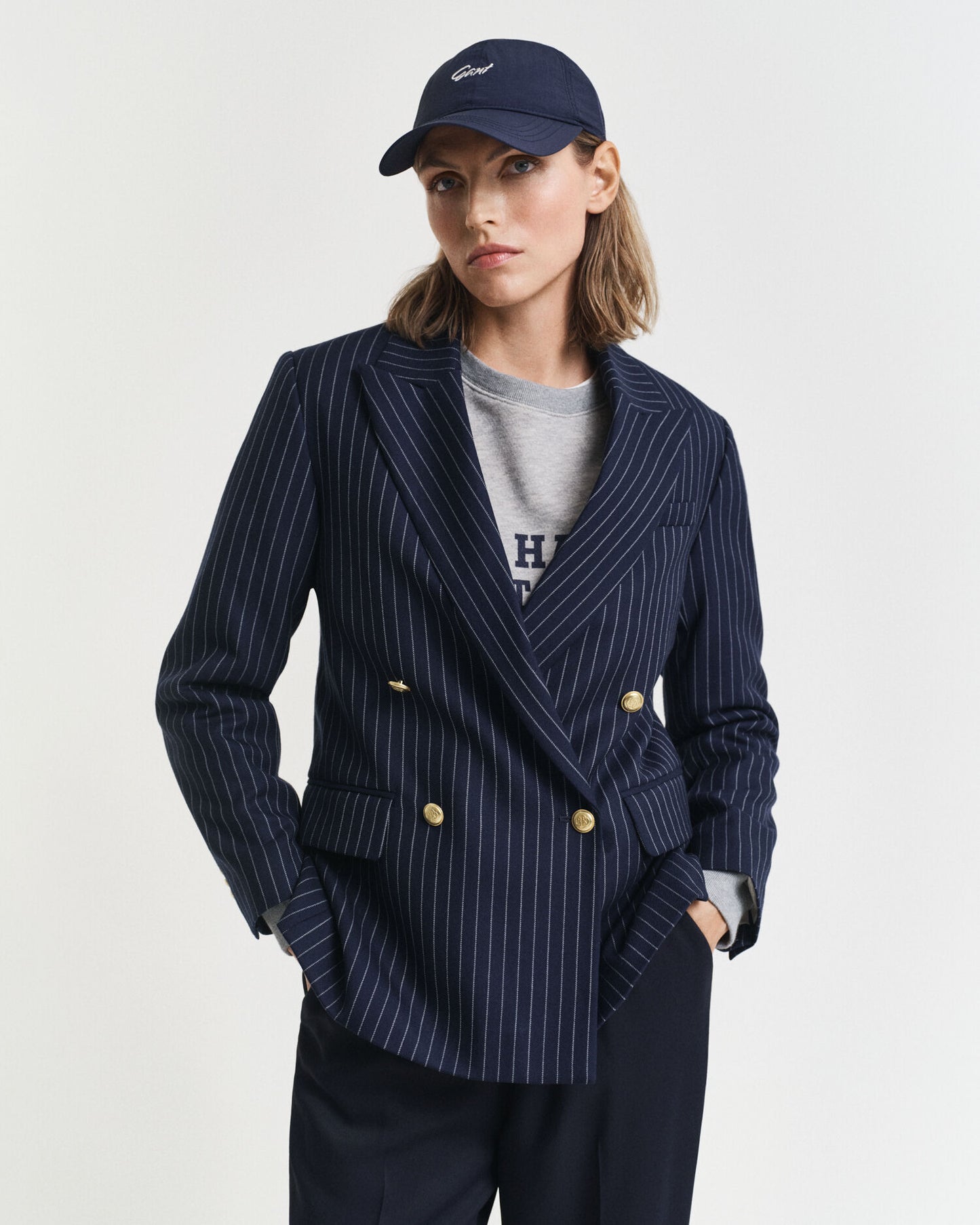 Blazer club à rayures coupe droite