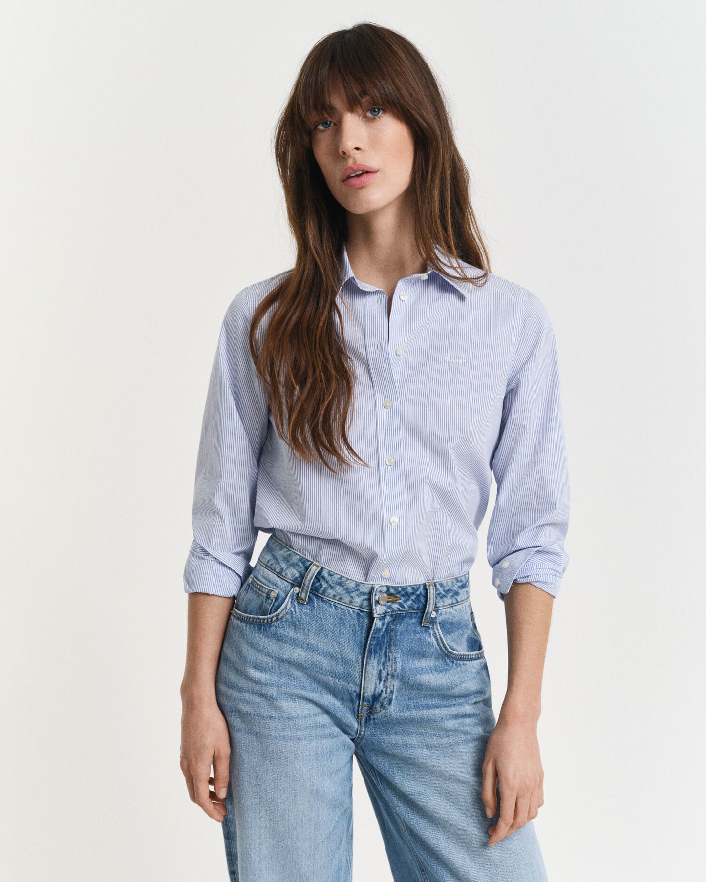 Chemise classique à rayures en popeline coupe droite