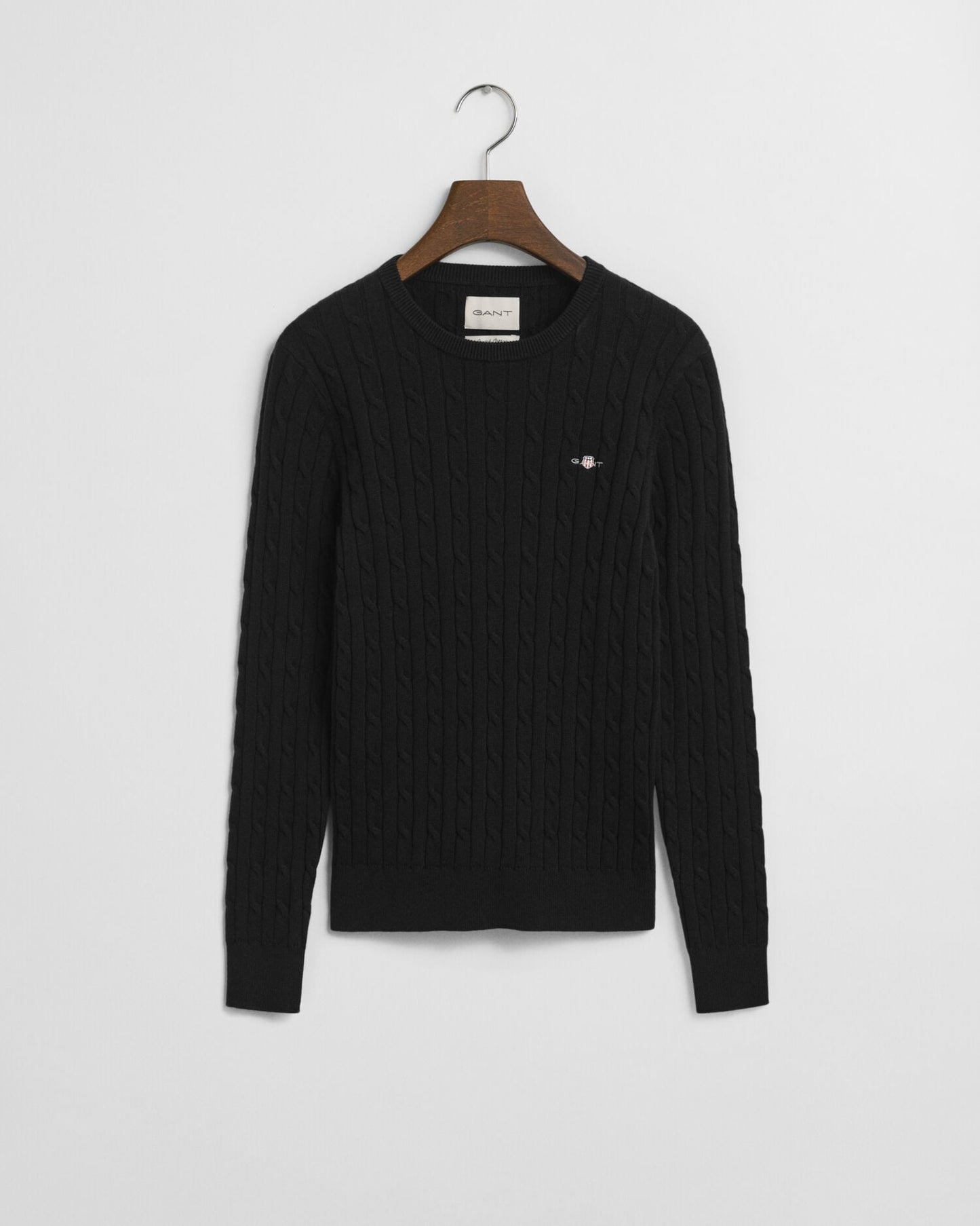 Pull ras-du-cou en maille torsadée de coton extensible