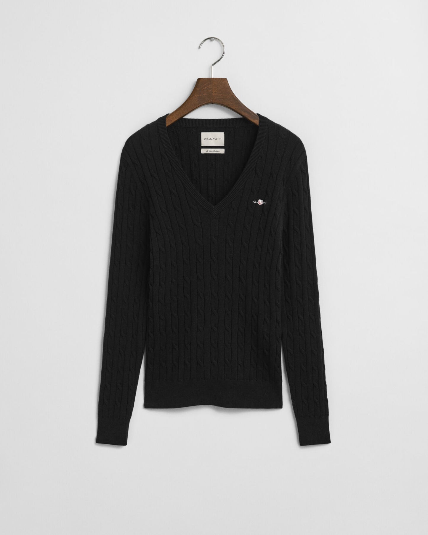 Pull en maille torsadée en coton stretch à encolure en V