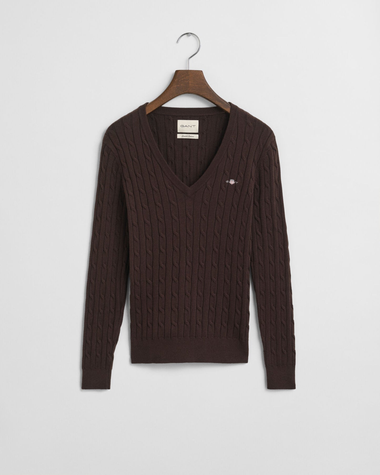 Pull en maille torsadée en coton stretch à encolure en V