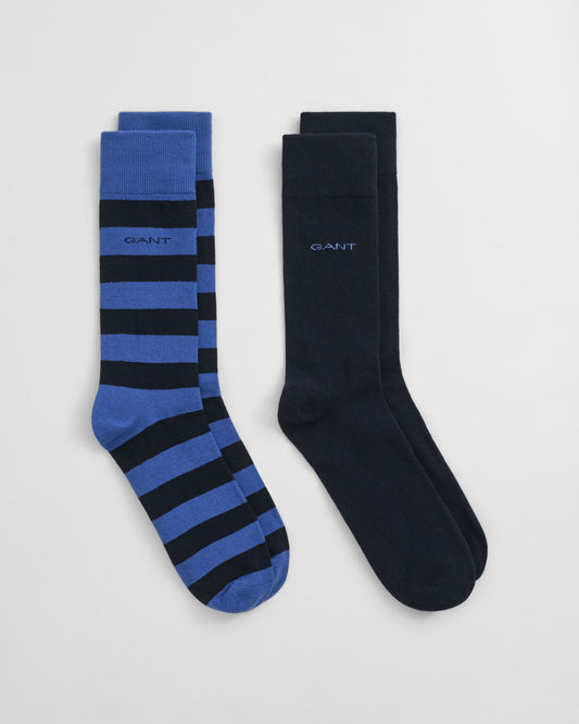 2er-Pack gestreifte und unifarbene Socken