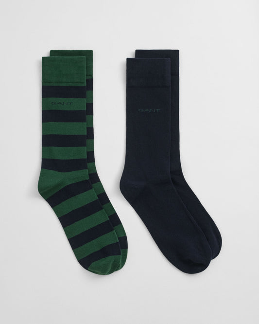 2er-Pack Gestreifte & Uni-Socken