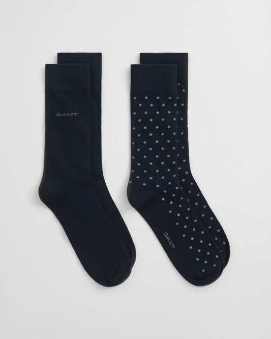2er-Pack gestreifte und unifarbene Socken