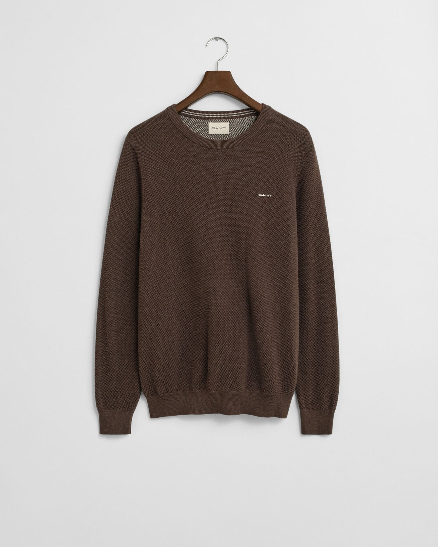 Baumwoll-Piqué-Pullover mit Rundhalsausschnitt
