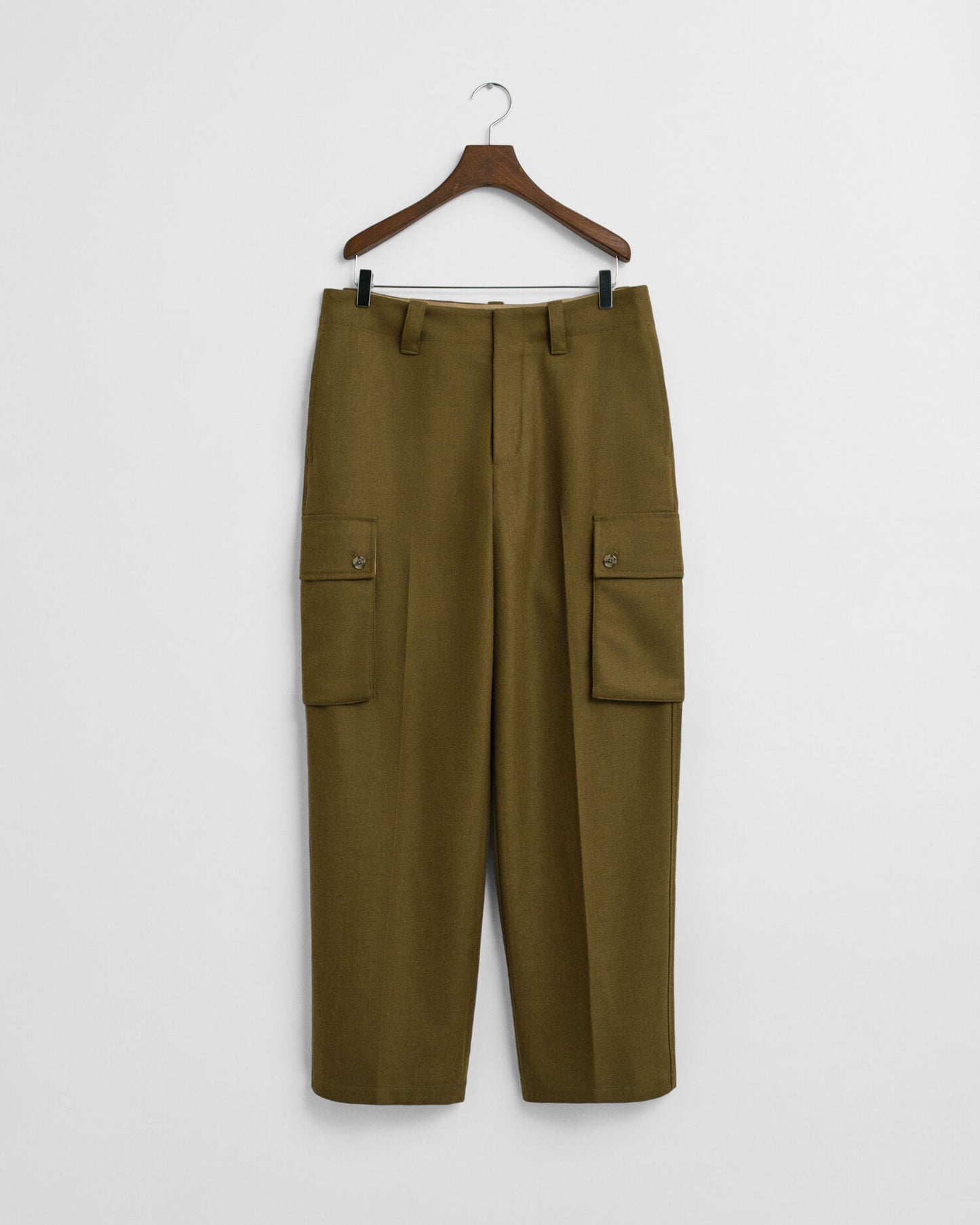 Pantalon cargo en laine mélangée à coupe décontractée