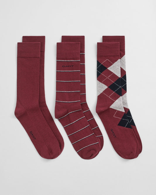 3er-Pack Argyle & Ringelsocken
