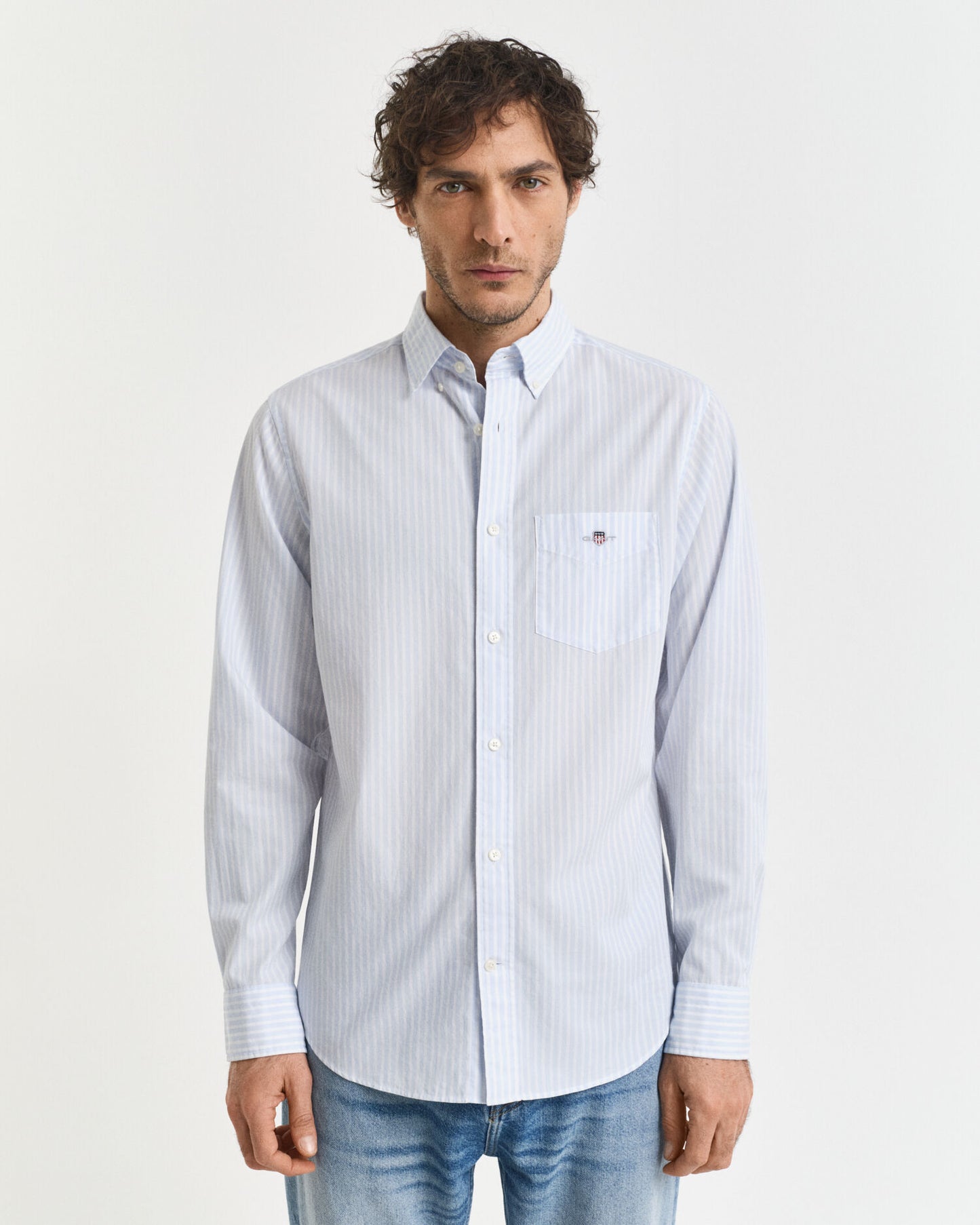 Chemise popeline rayée coupe droite