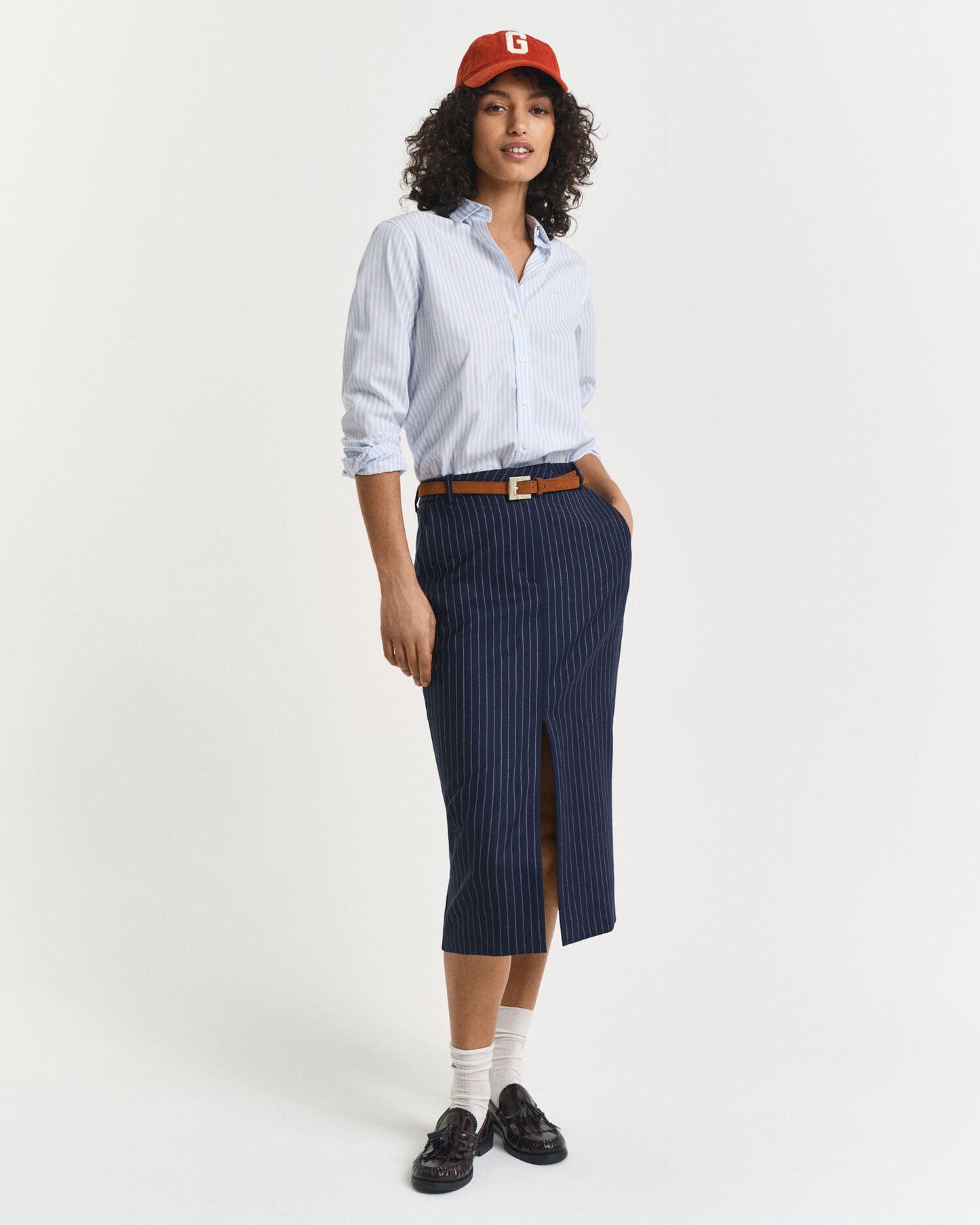 Chemise Popeline Rayée Classique Coupe Droite