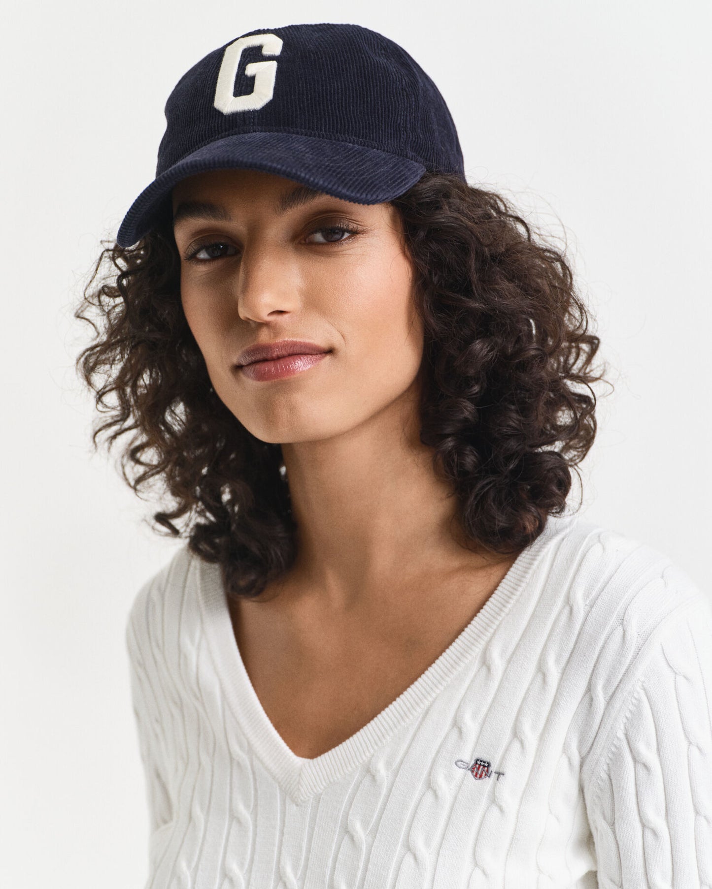 Pull Col V en Coton Extensible Tricoté Câblé