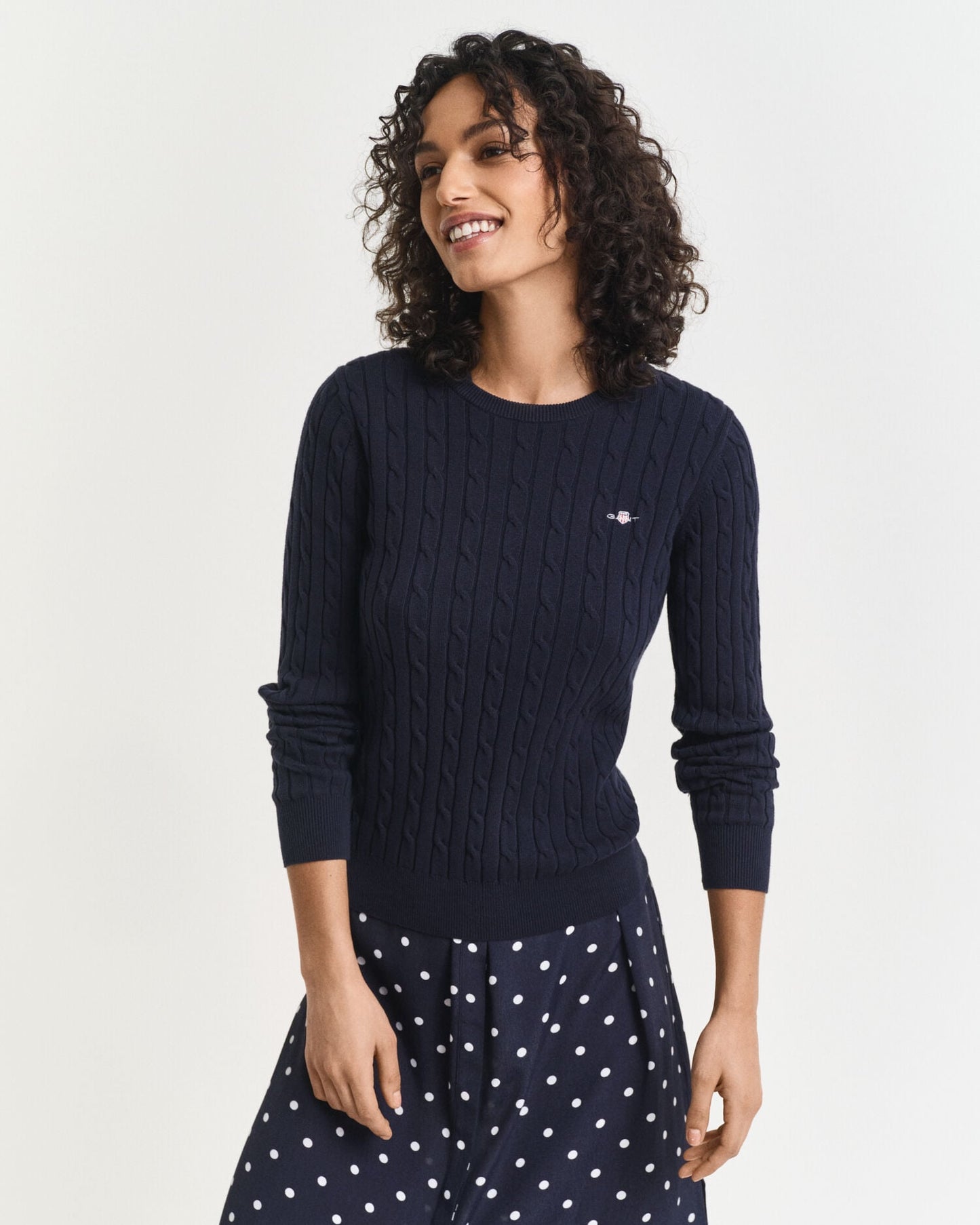 Pull col rond en coton extensible torsadé