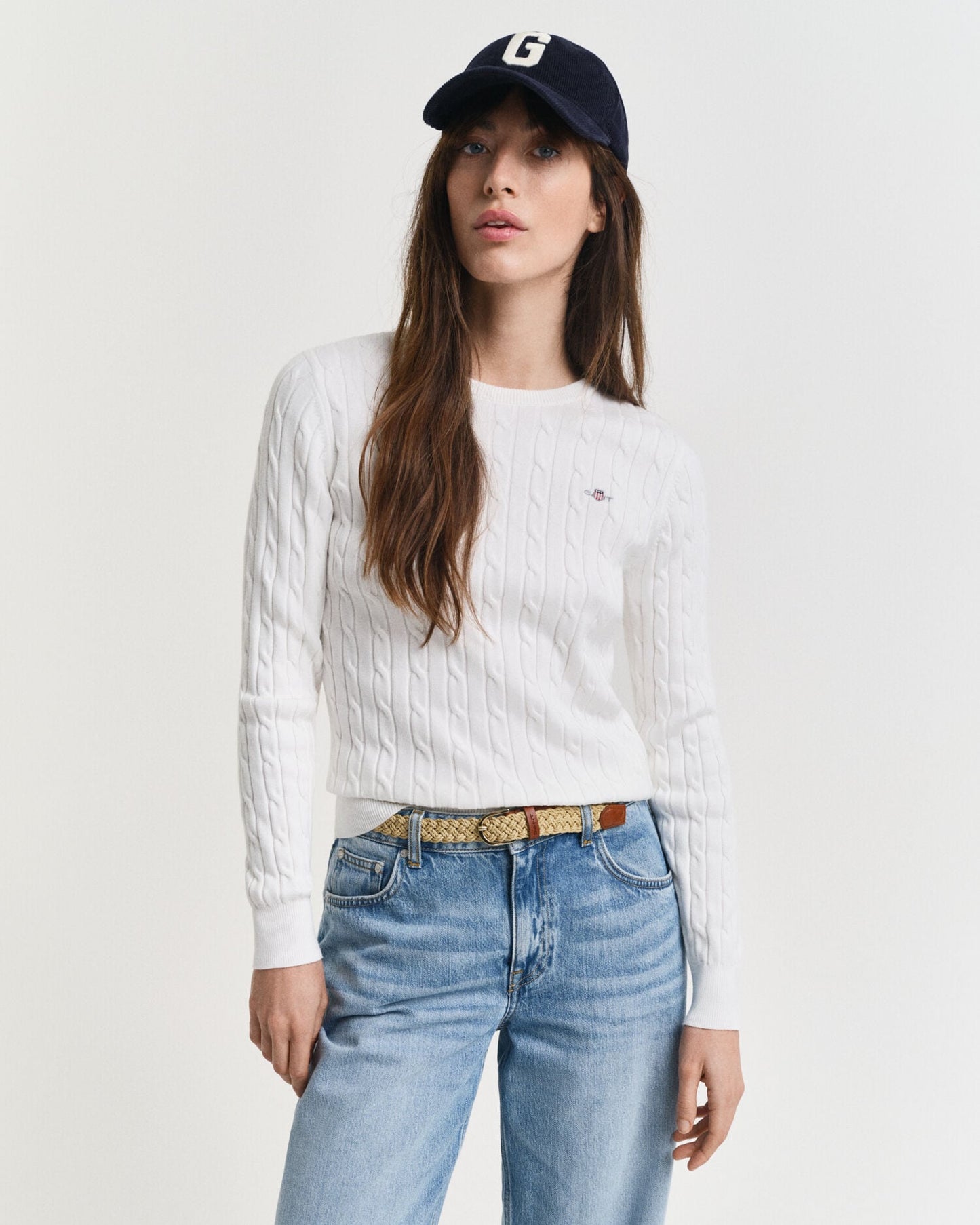 Pull col rond en coton extensible torsadé