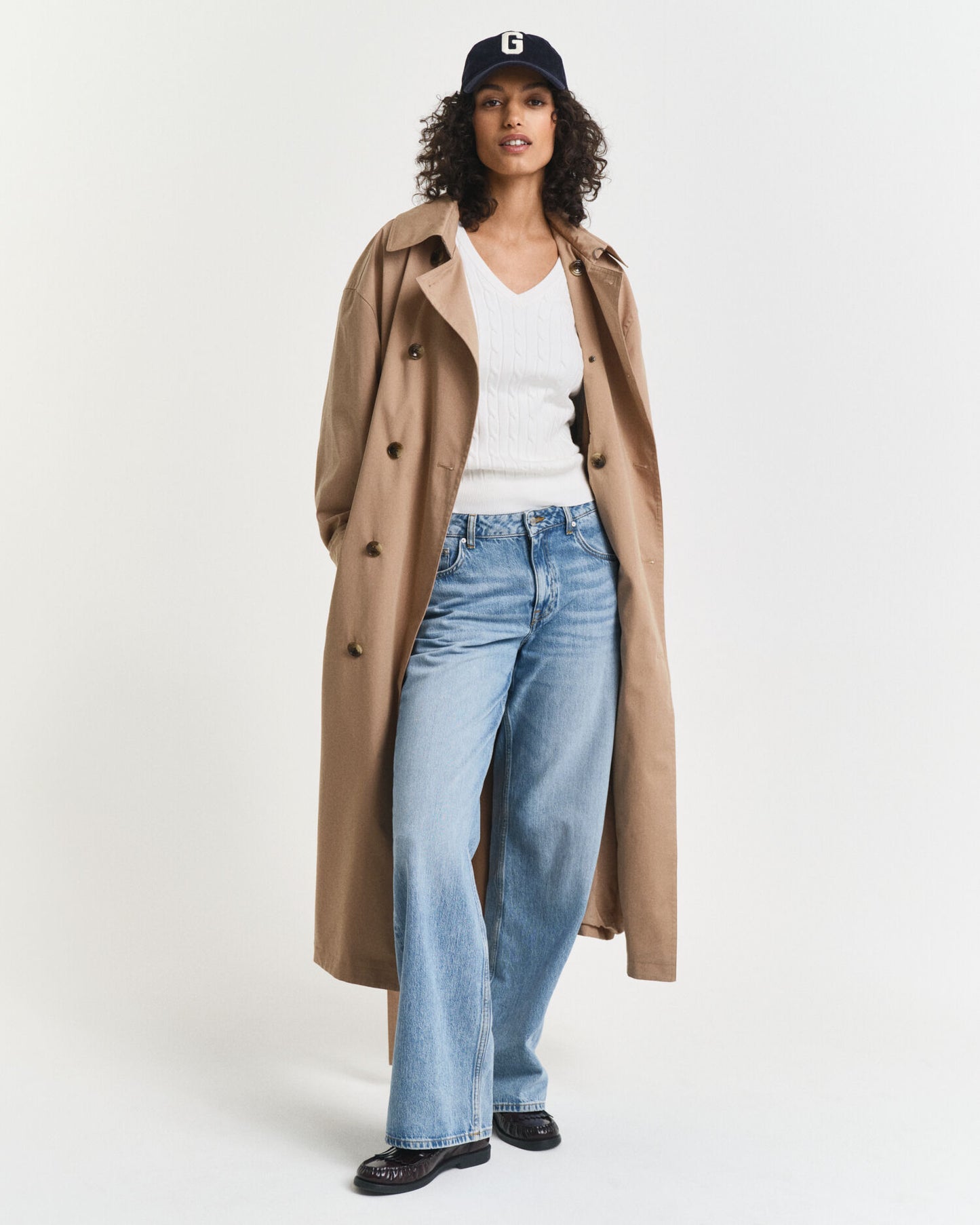 Pull Col V en Coton Extensible Tricoté Câblé