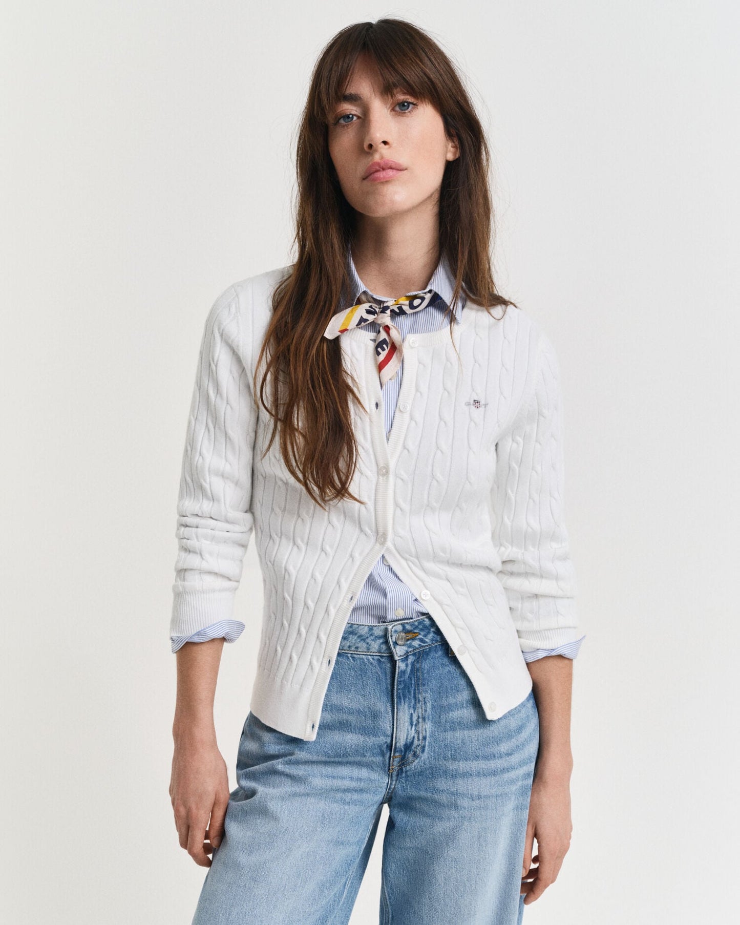 Gilet en maille torsadée extensible en coton