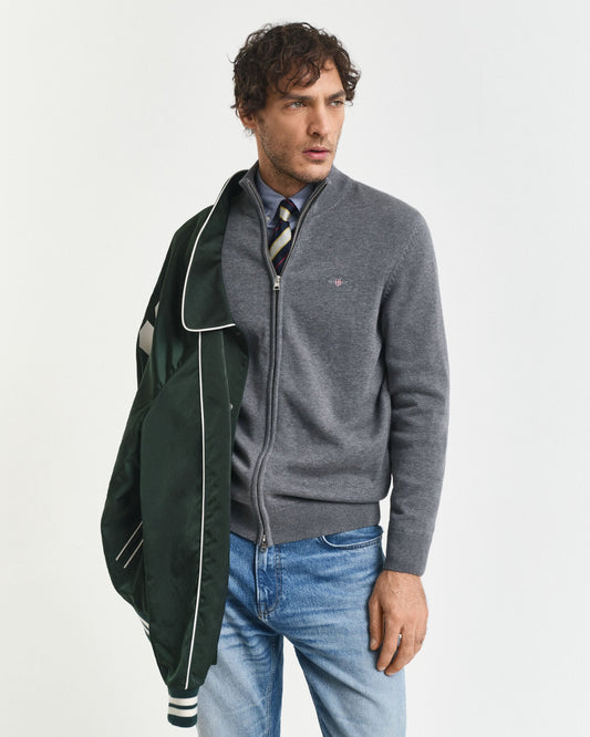 Cardigan zippé en coton décontracté