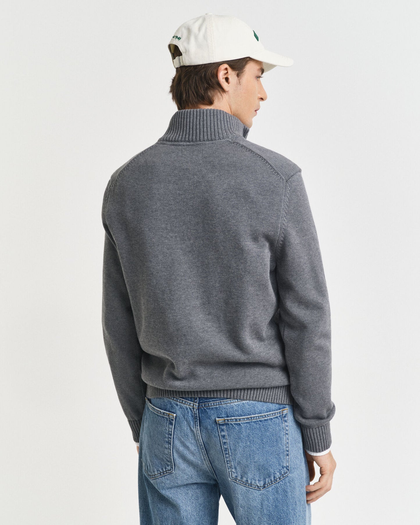 Freizeit-Baumwollpullover mit halbem Reißverschluss