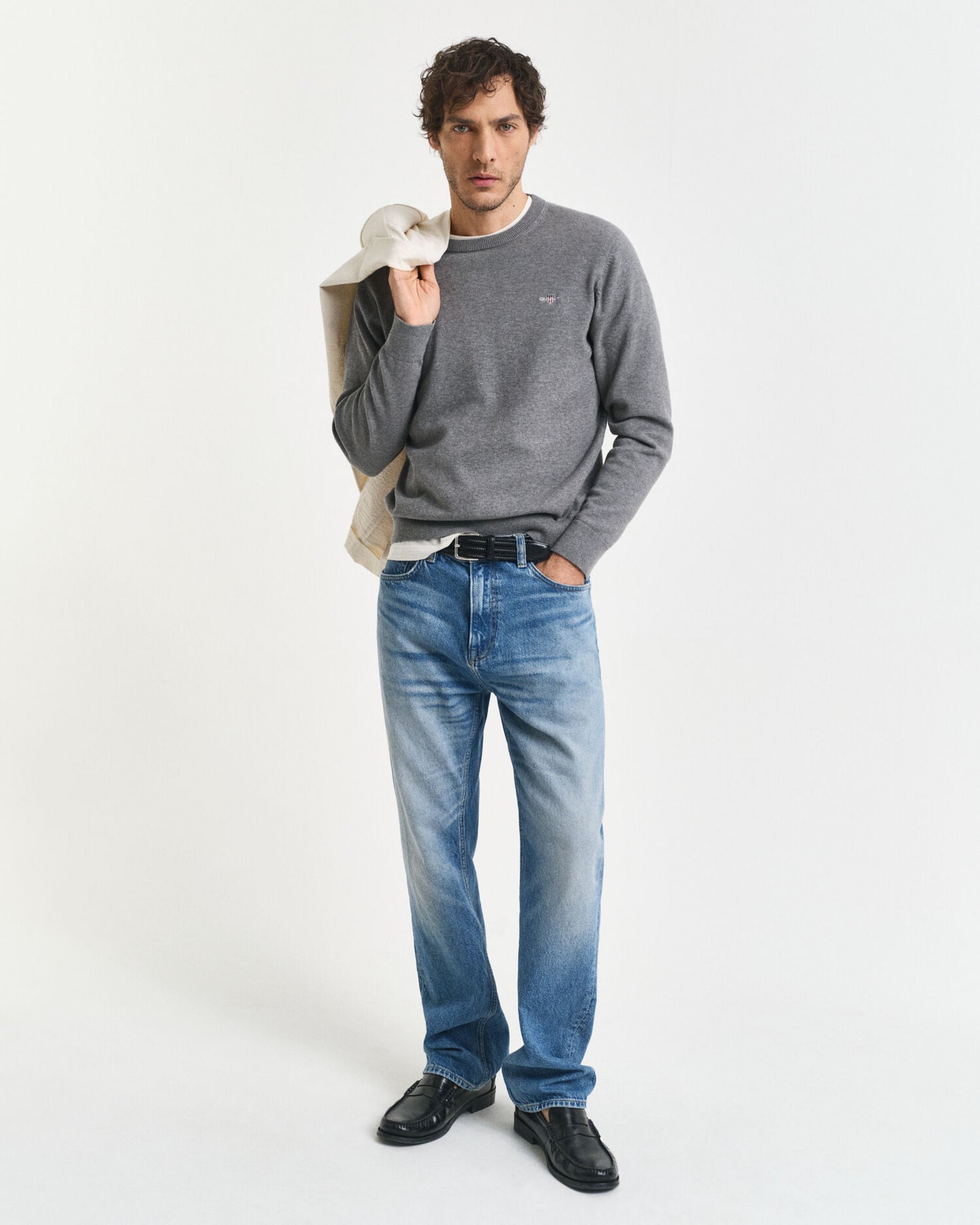 Klassischer Pullover mit Rundhalsausschnitt aus Baumwolle