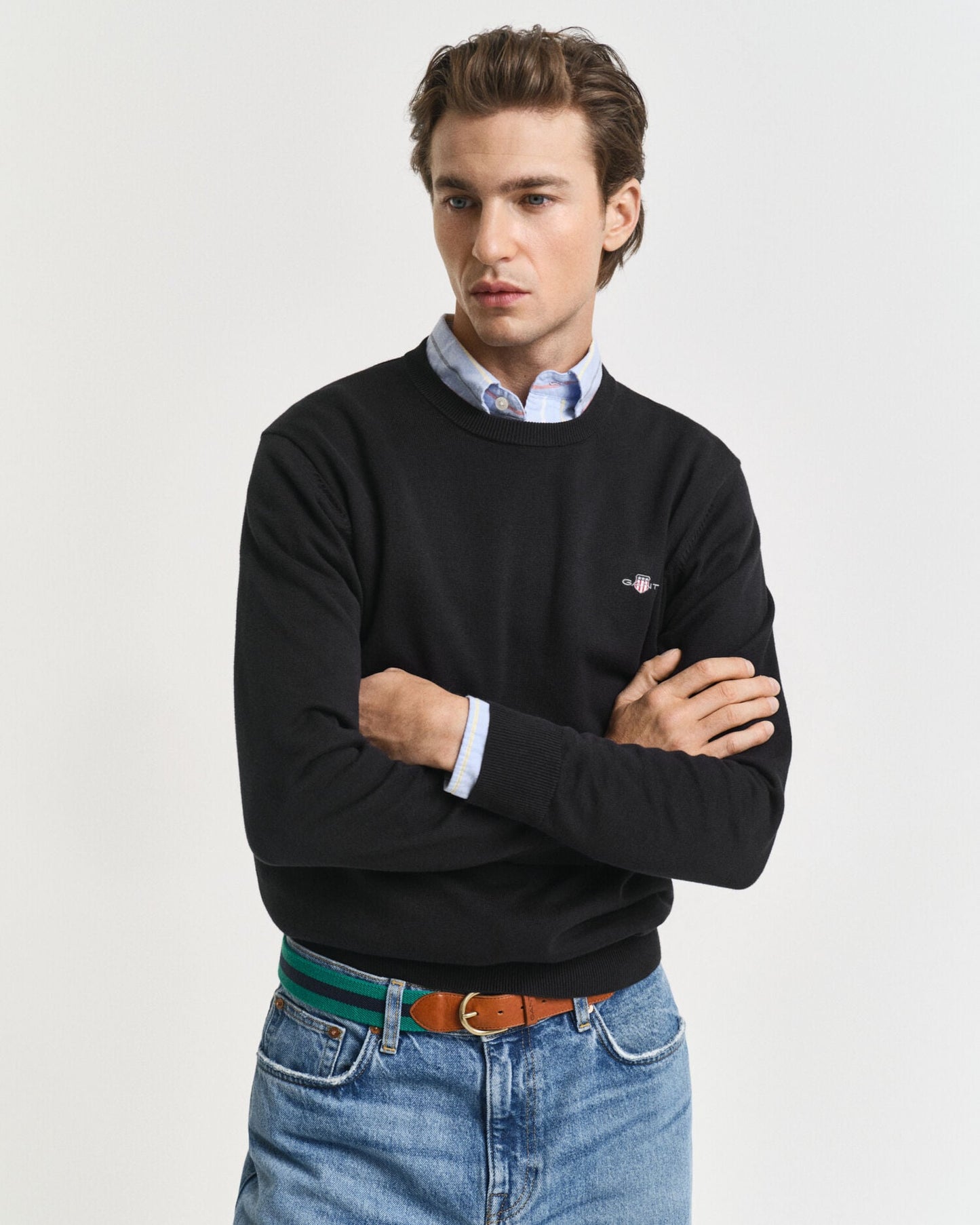 Klassischer Pullover mit Rundhalsausschnitt aus Baumwolle