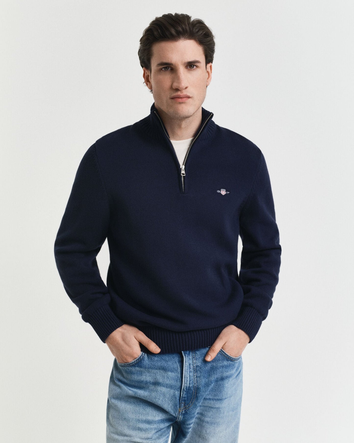 Pull en coton décontracté avec demi-zip