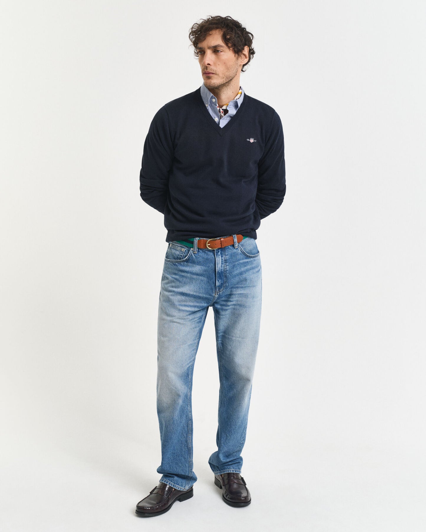 Klassischer Baumwoll-V-Pullover