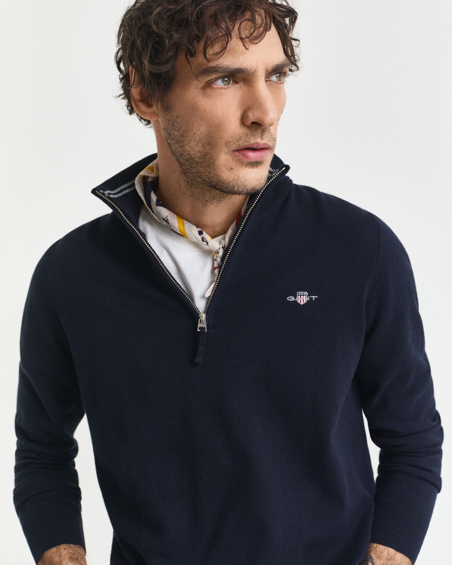 Pull classique en coton, demi-zip