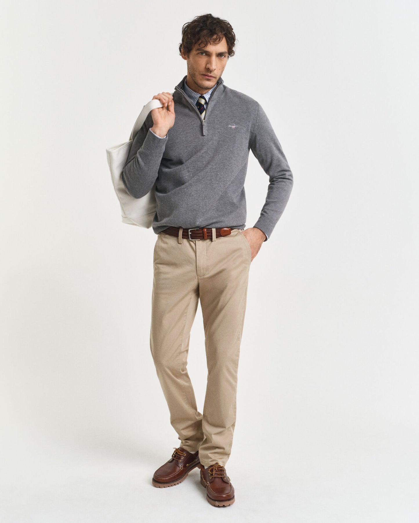 Pull demi-zippé en coton classique