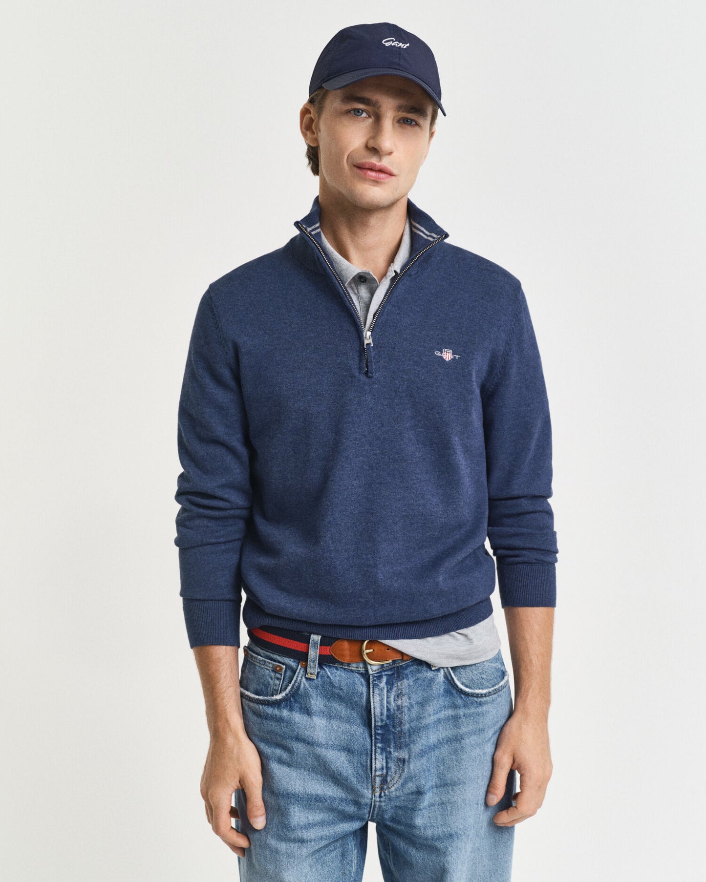 Pull demi-zippé en coton classique