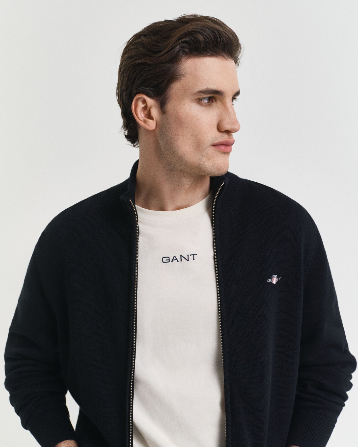 Cardigan zippé en coton décontracté