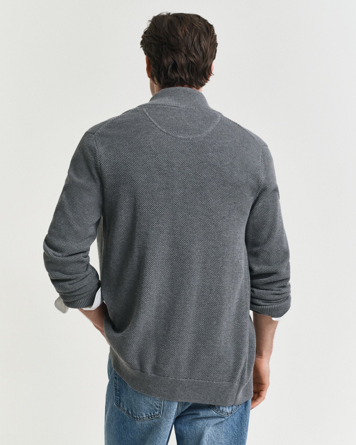 Cardigan aus Baumwoll-Piqué mit Reißverschluss