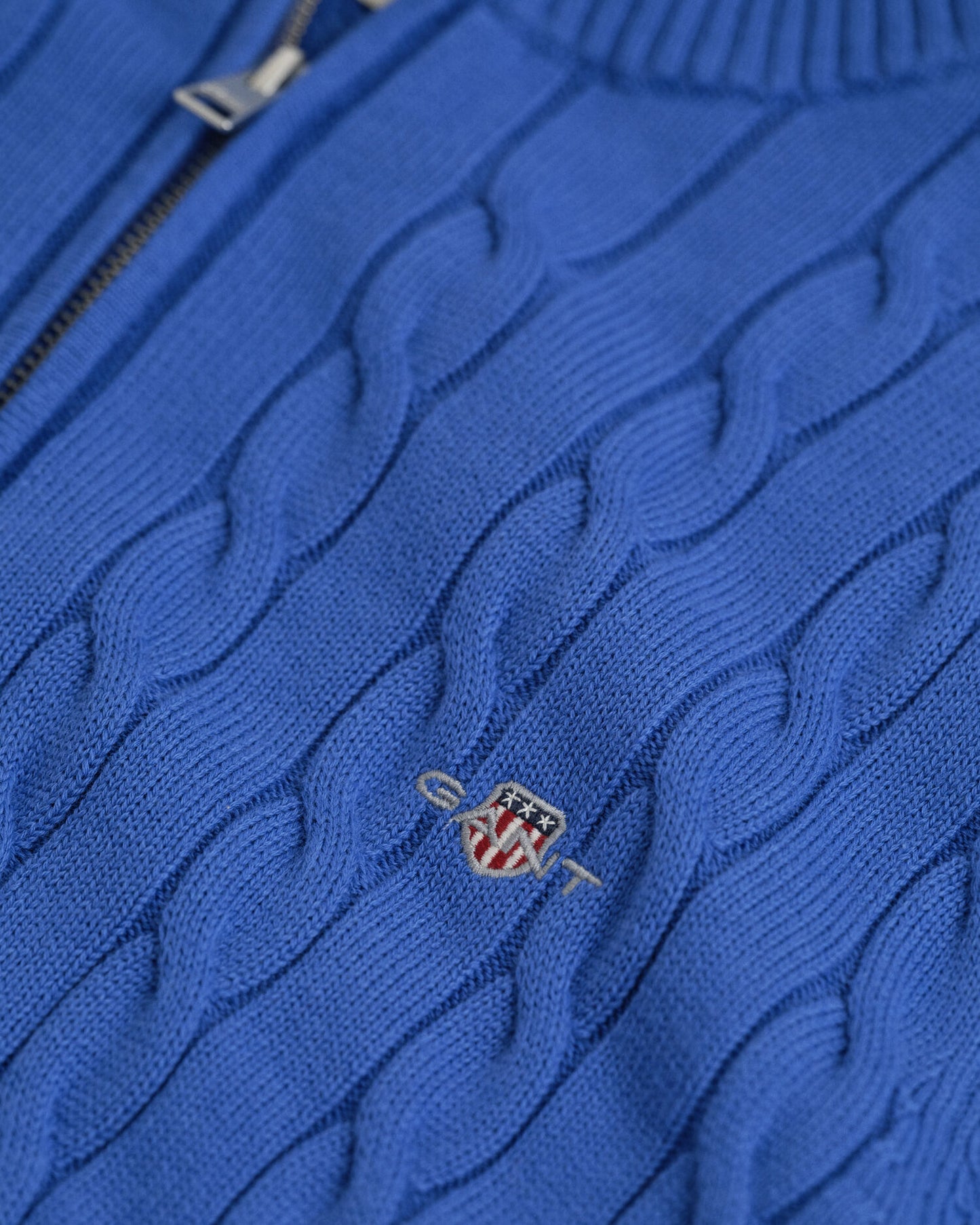 Chandail en tricot torsadé demi-zip en coton