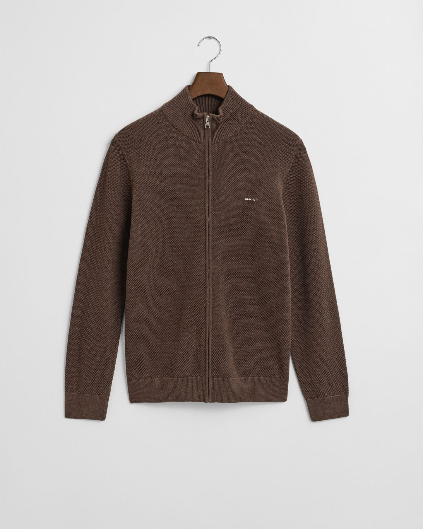 Strickjacke aus Baumwollpiqué mit Reißverschluss
