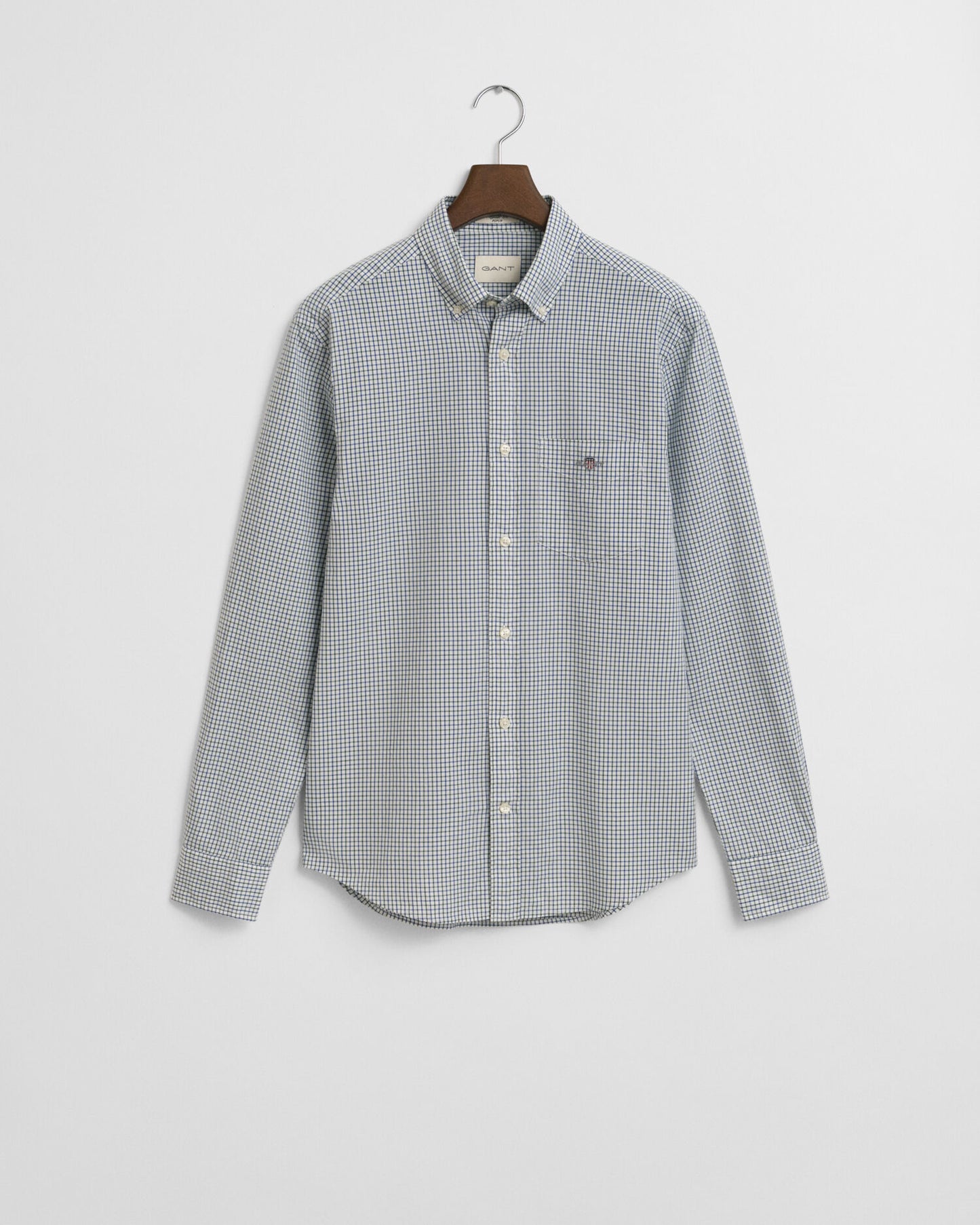 Chemise classique en popeline à micro-carreaux coupe droite