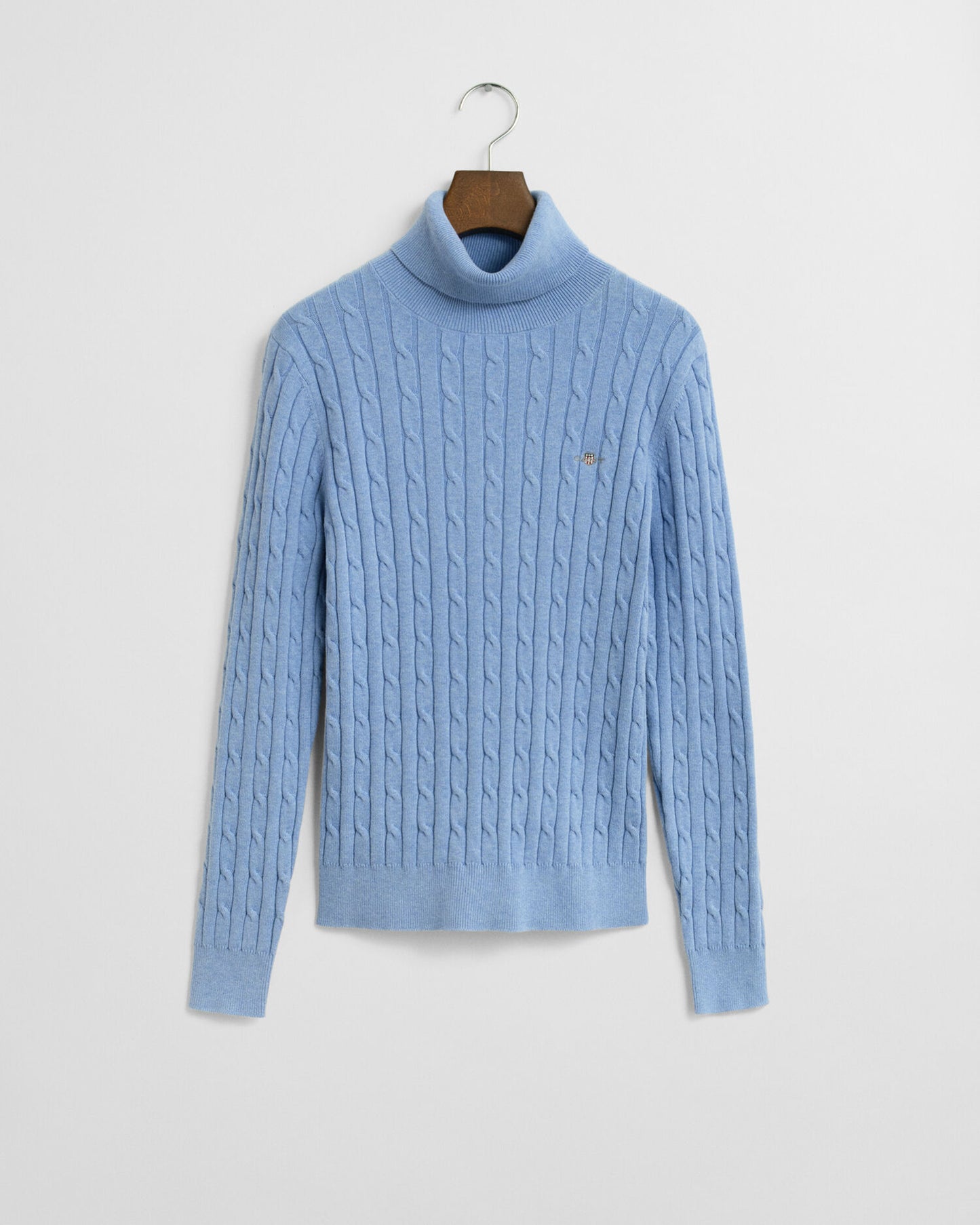 Rollkragenpullover mit Zopfmuster aus Stretch-Baumwolle