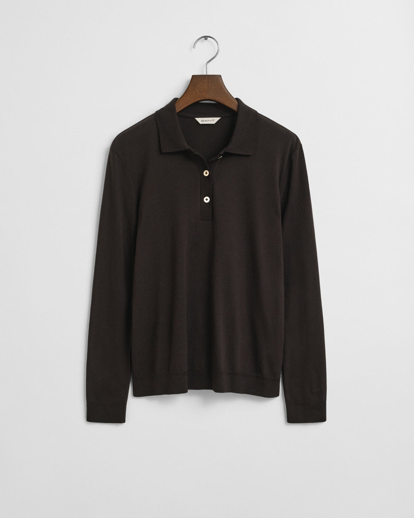 Polo à manches longues sans coutures et boutonné