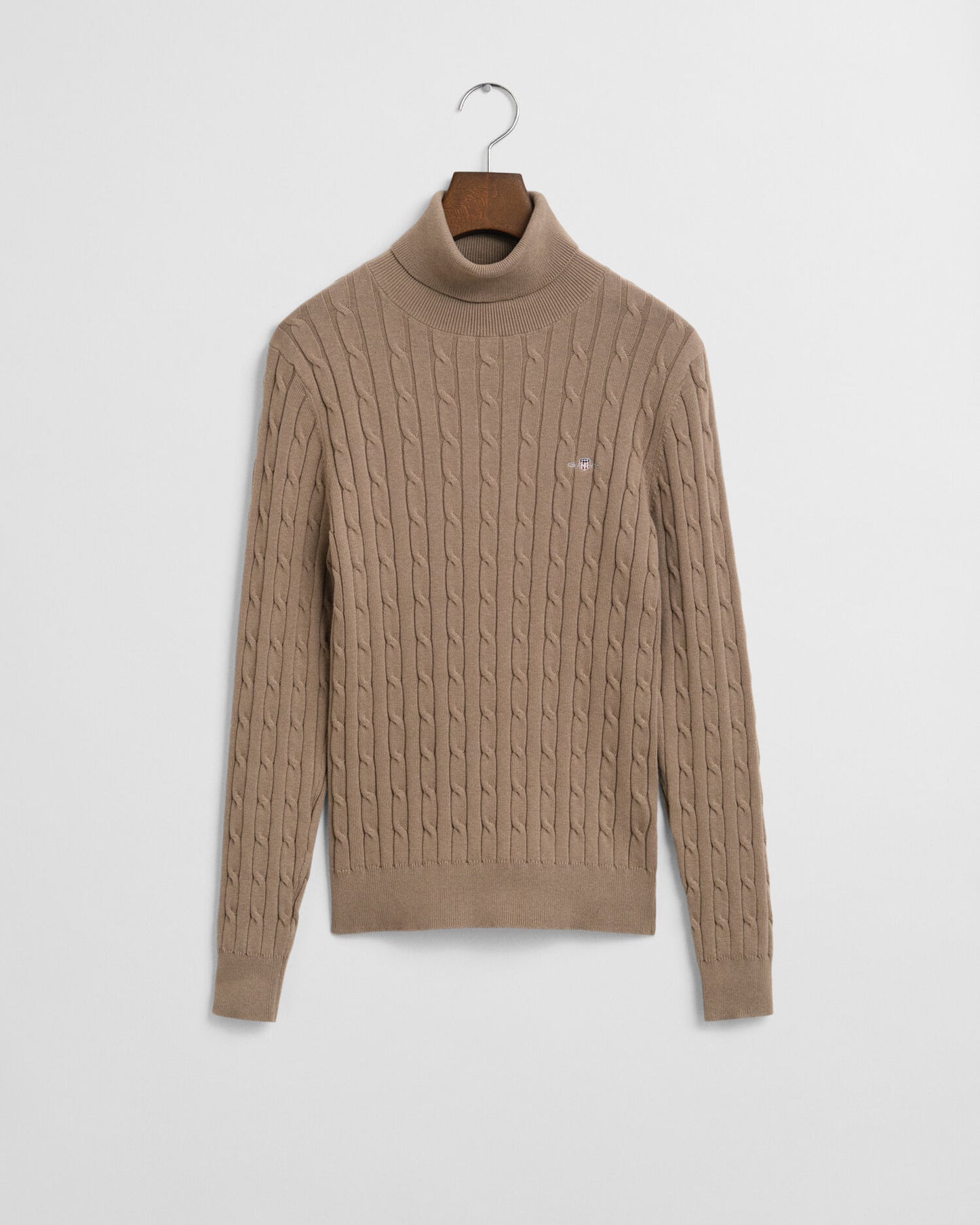 Rollkragenpullover aus Stretch-Baumwolle mit Zopfmuster