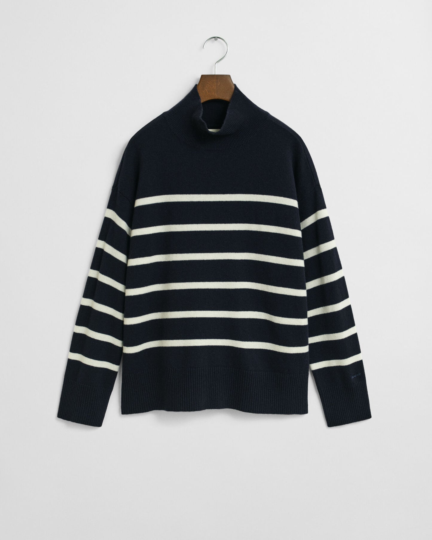 Pull col roulé en laine d'agneau superfine rayé